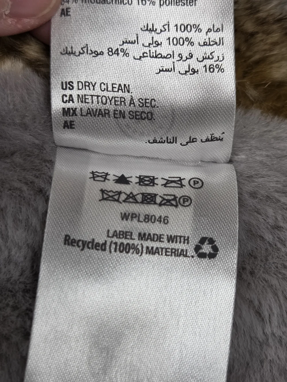 Martha Stewart Collection Gray Cable Knit Brown Faux Fur Blanket Throw 50x60